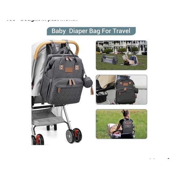 JOLLITO Gray Diaper Bag Backpack w/ Changing Station – Large, New No Box - Picture 2 of 15